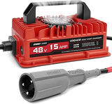 15 AMP 48V Golf Cart Battery Charger with 3-pin Round Plug (Compatible with Club Car models using this connector type)