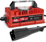 15 AMP 48V Golf Cart Battery Charger with 3-pin Round Plug for Club Cars, suitable for Lead-acid Batteries